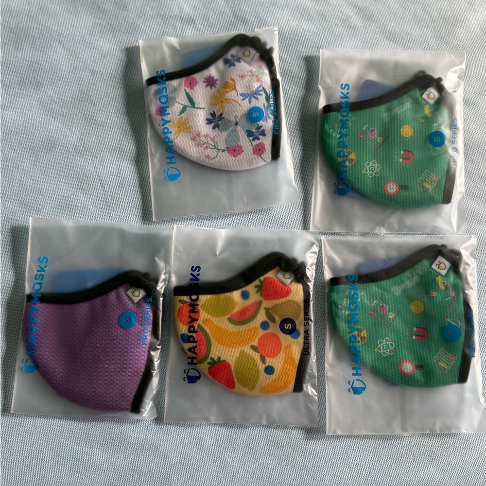 Happy Masks Lot – 4 Pro + 1 Ultra (Size Small, NWT)